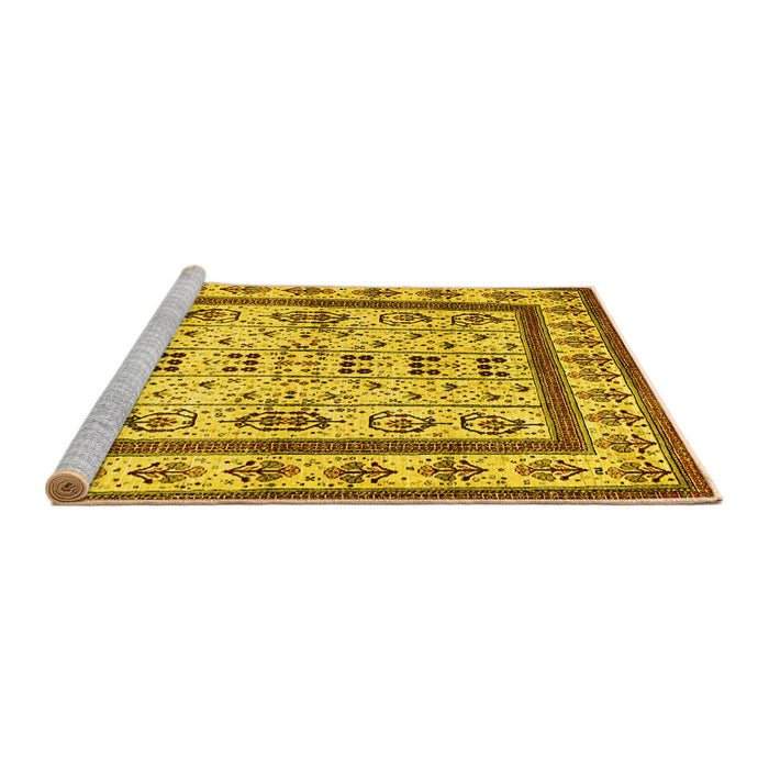 Sideview of Machine Washable Abstract Yellow Contemporary Rug, wshcon1533yw
