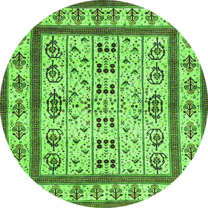Square Abstract Green Contemporary Rug, con1533grn