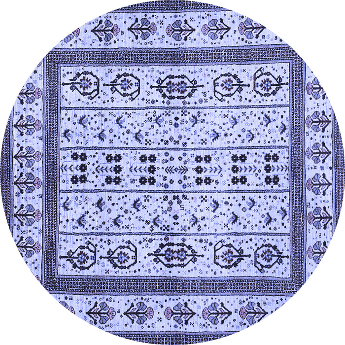 Round Abstract Blue Contemporary Rug, con1533blu