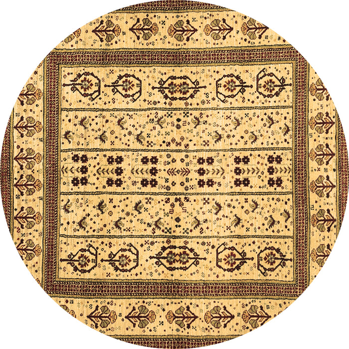 Round Abstract Brown Contemporary Rug, con1533brn