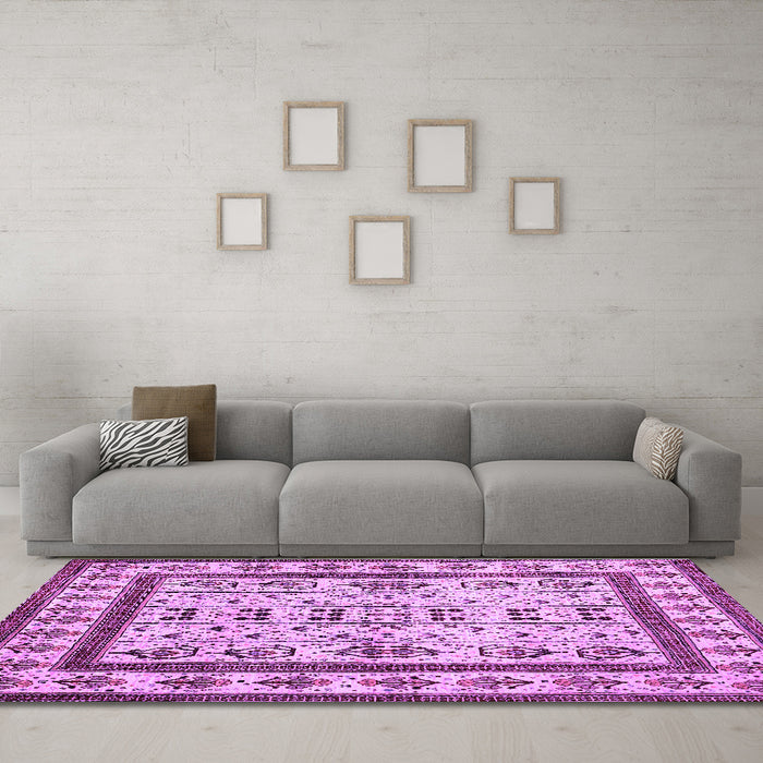 Machine Washable Abstract Purple Contemporary Area Rugs in a Living Room, wshcon1533pur