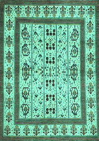 Abstract Turquoise Contemporary Rug, con1533turq