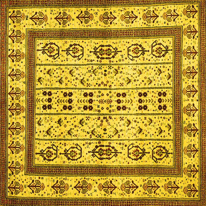 Square Machine Washable Abstract Yellow Contemporary Rug, wshcon1533yw