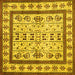 Square Machine Washable Abstract Yellow Contemporary Rug, wshcon1533yw