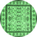 Round Abstract Emerald Green Contemporary Rug, con1533emgrn