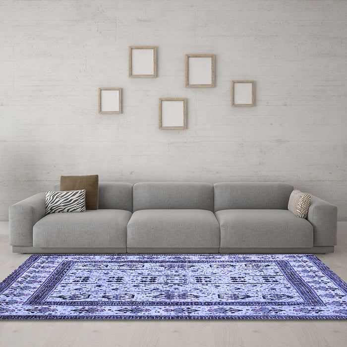Machine Washable Abstract Blue Contemporary Rug in a Living Room, wshcon1533blu