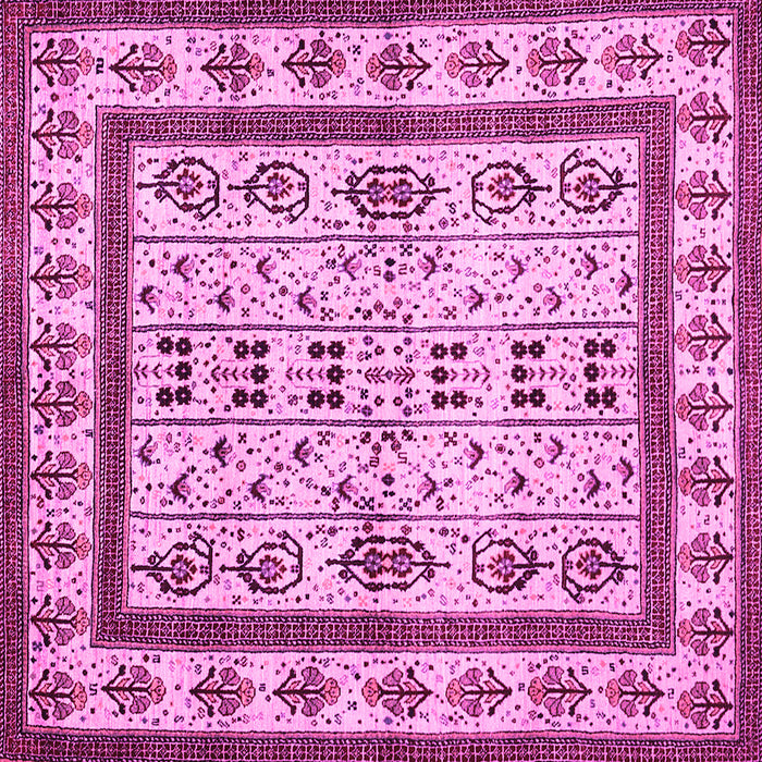 Square Machine Washable Abstract Pink Contemporary Rug, wshcon1533pnk