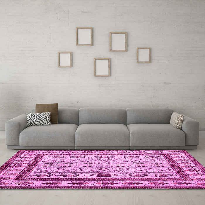 Machine Washable Abstract Pink Contemporary Rug in a Living Room, wshcon1533pnk