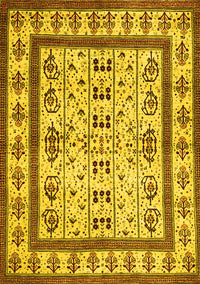 Abstract Yellow Contemporary Rug, con1533yw