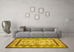 Machine Washable Abstract Yellow Contemporary Rug in a Living Room, wshcon1533yw