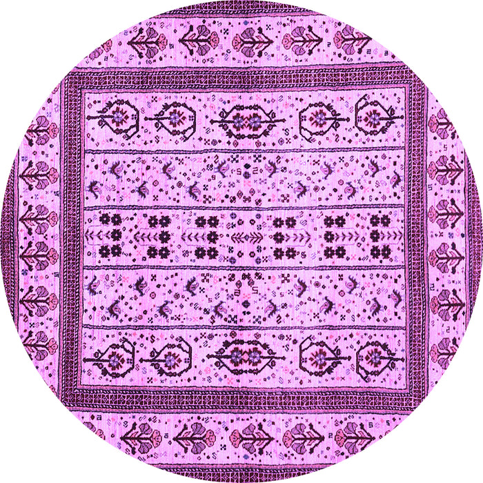Round Abstract Purple Contemporary Rug, con1533pur