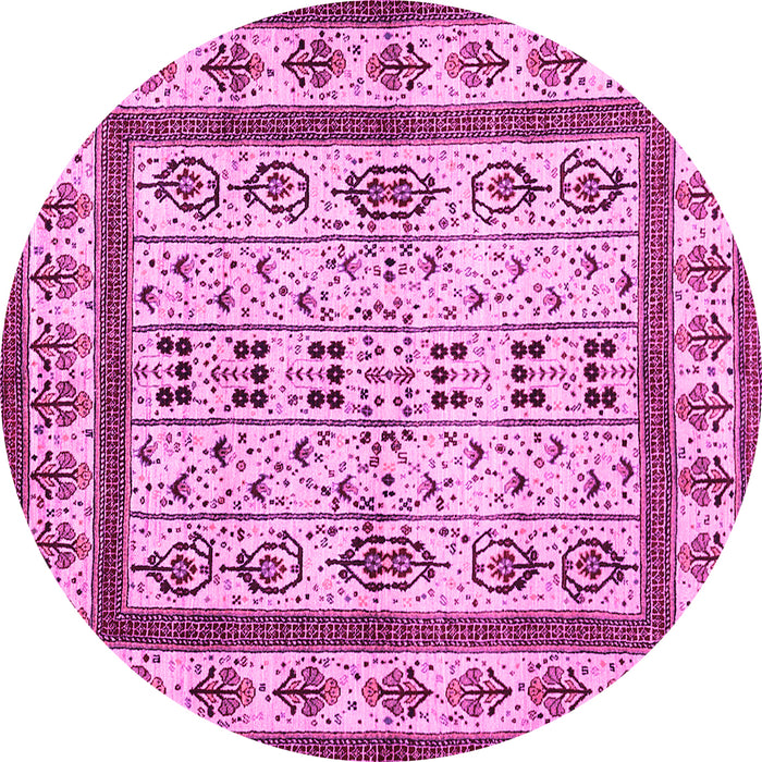 Round Machine Washable Abstract Pink Contemporary Rug, wshcon1533pnk
