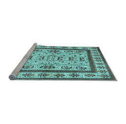 Sideview of Machine Washable Abstract Light Blue Contemporary Rug, wshcon1533lblu