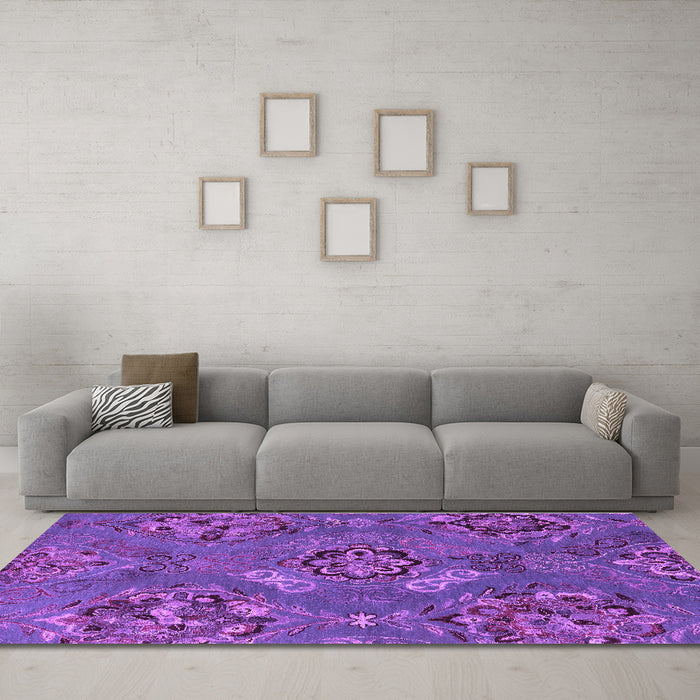 Machine Washable Abstract Purple Contemporary Area Rugs in a Living Room, wshcon1534pur