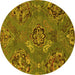 Round Abstract Yellow Contemporary Rug, con1534yw