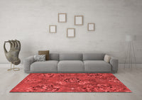 Machine Washable Abstract Red Contemporary Rug, wshcon1534red