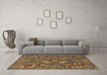 Machine Washable Abstract Brown Contemporary Rug in a Living Room,, wshcon1534brn