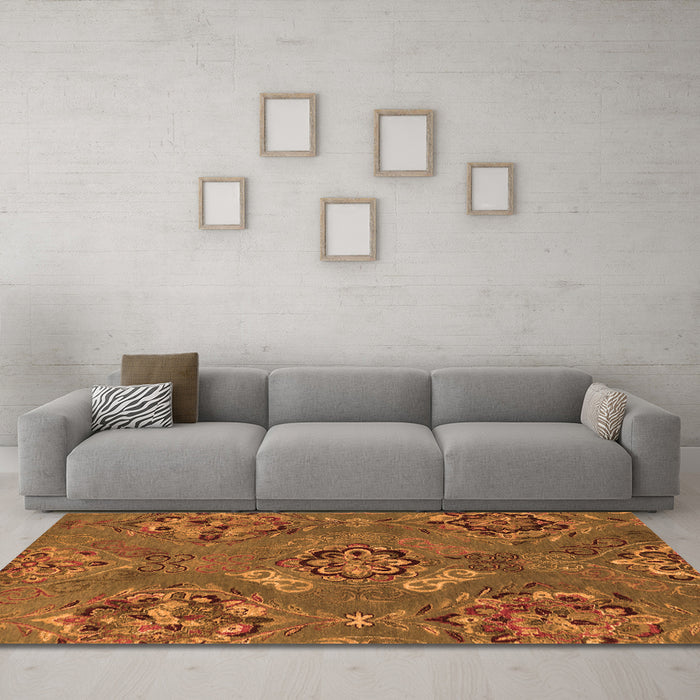 Machine Washable Abstract Orange Contemporary Area Rugs in a Living Room, wshcon1534org