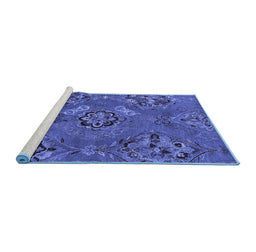 Sideview of Machine Washable Abstract Blue Contemporary Rug, wshcon1534blu
