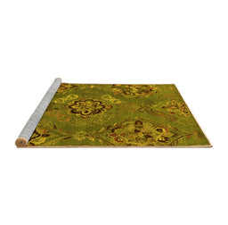 Sideview of Machine Washable Abstract Yellow Contemporary Rug, wshcon1534yw