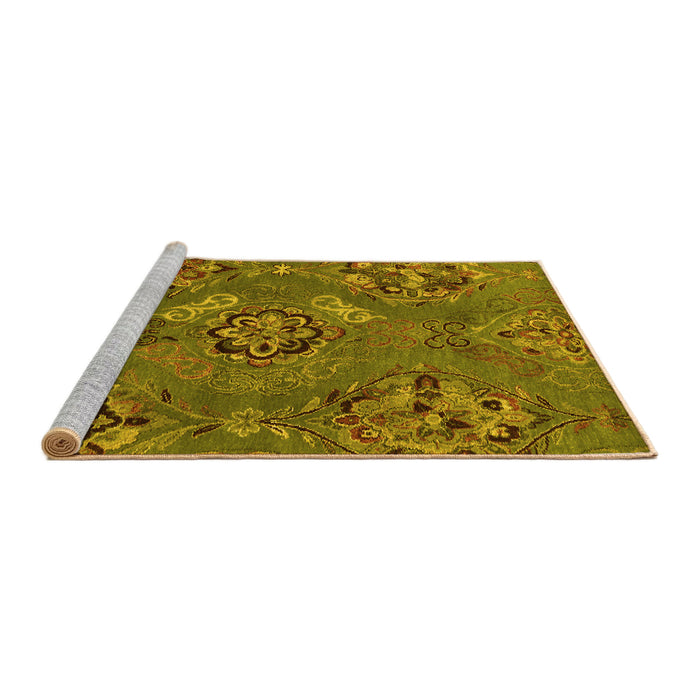 Sideview of Machine Washable Abstract Yellow Contemporary Rug, wshcon1534yw