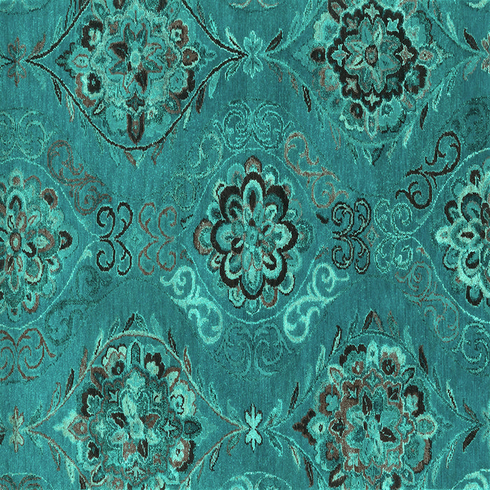 Square Machine Washable Abstract Turquoise Contemporary Area Rugs, wshcon1534turq