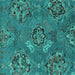 Square Machine Washable Abstract Turquoise Contemporary Area Rugs, wshcon1534turq