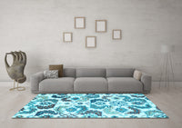 Machine Washable Abstract Light Blue Contemporary Rug, wshcon1535lblu