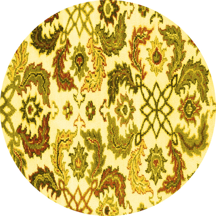 Round Abstract Yellow Contemporary Rug, con1535yw