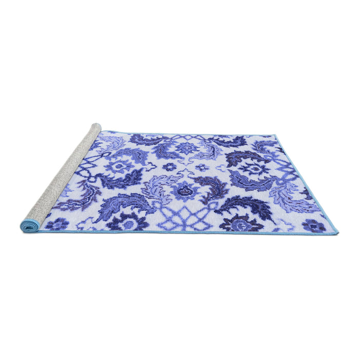 Sideview of Machine Washable Abstract Blue Contemporary Rug, wshcon1535blu