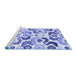 Sideview of Machine Washable Abstract Blue Contemporary Rug, wshcon1535blu