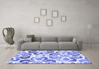 Machine Washable Abstract Blue Contemporary Rug, wshcon1535blu