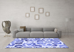 Machine Washable Abstract Blue Contemporary Rug in a Living Room, wshcon1535blu