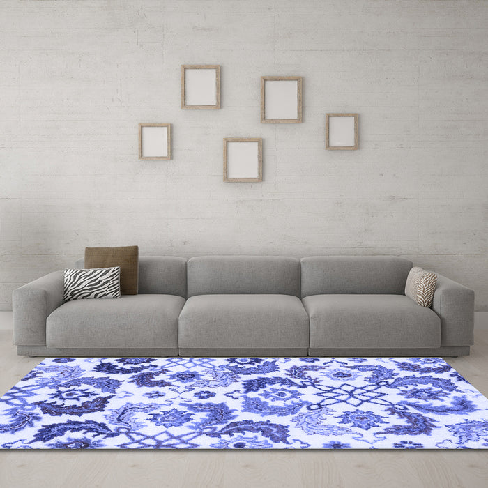 Machine Washable Abstract Blue Contemporary Rug in a Living Room, wshcon1535blu