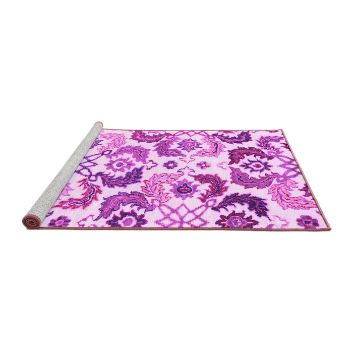 Sideview of Machine Washable Abstract Pink Contemporary Rug, wshcon1535pnk