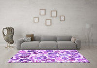 Machine Washable Abstract Purple Contemporary Rug, wshcon1535pur