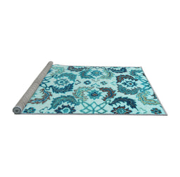 Sideview of Machine Washable Abstract Light Blue Contemporary Rug, wshcon1535lblu