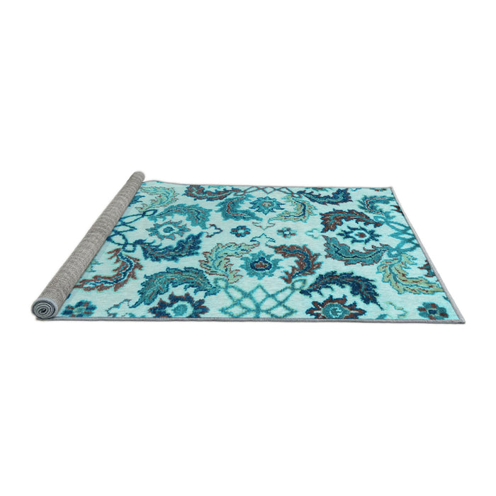 Sideview of Machine Washable Abstract Light Blue Contemporary Rug, wshcon1535lblu