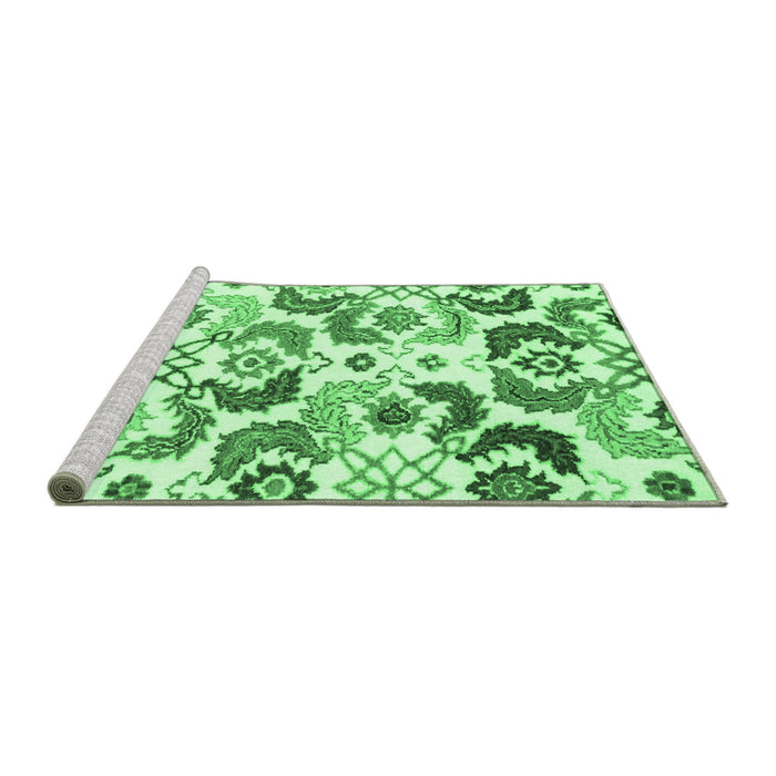 Sideview of Machine Washable Abstract Emerald Green Contemporary Area Rugs, wshcon1535emgrn