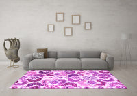 Machine Washable Abstract Pink Contemporary Rug, wshcon1535pnk