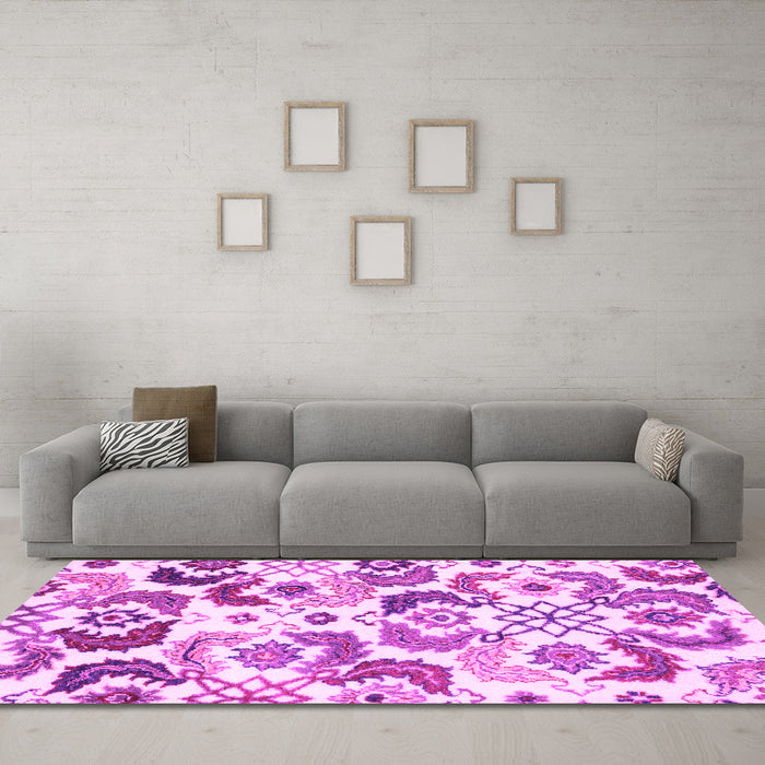 Machine Washable Abstract Pink Contemporary Rug in a Living Room, wshcon1535pnk