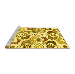 Sideview of Machine Washable Abstract Yellow Contemporary Rug, wshcon1535yw