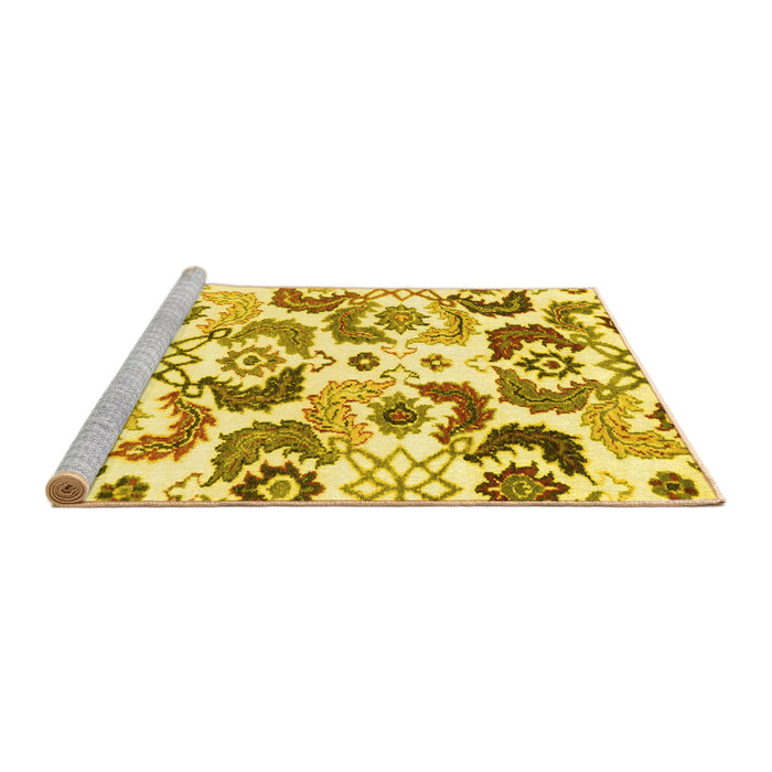 Sideview of Machine Washable Abstract Yellow Contemporary Rug, wshcon1535yw