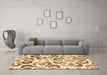 Machine Washable Abstract Brown Contemporary Rug in a Living Room,, wshcon1535brn