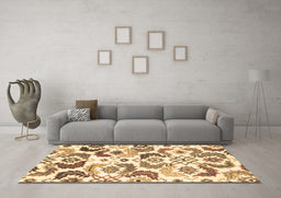 Machine Washable Abstract Brown Contemporary Rug in a Living Room,, wshcon1535brn