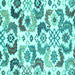 Square Abstract Turquoise Contemporary Rug, con1535turq