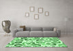 Machine Washable Abstract Emerald Green Contemporary Area Rugs in a Living Room,, wshcon1535emgrn