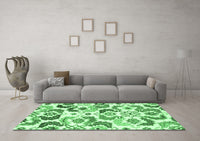 Machine Washable Abstract Emerald Green Contemporary Rug, wshcon1535emgrn