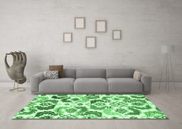 Machine Washable Abstract Emerald Green Contemporary Area Rugs in a Living Room,, wshcon1535emgrn