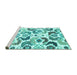 Sideview of Machine Washable Abstract Turquoise Contemporary Area Rugs, wshcon1535turq